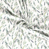 0,5 Meter Jerseystoff Meterware Kinder Eukalyptus Blätter Aquarell Optik Jersey Stoff Watercolour weiß grün