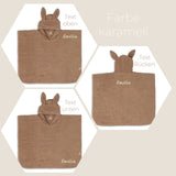 Badeponcho personalisiert für Kinder mit Hasenohren 1-4 Jahre Frottee individuell bestickt Poncho