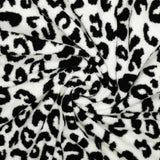 Teddystoff mit Leo/Leopardenmuster Teddy Mantel- und Jackenstoff weiß schwarz camél beige Leomuster