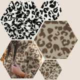 Teddystoff mit Leo/Leopardenmuster Teddy Mantel- und Jackenstoff weiß schwarz camél beige Leomuster