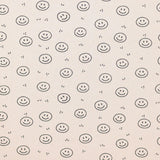 Smiley Rippstrick Jersey Stoff Gesicht Muster | Baumwoll Jersey mit Lycra | Rib Jersey Stretch Stoff | Rippstoff Meterware | Stoff zum Nähen