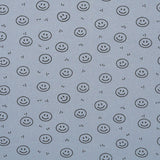 Smiley Rippstrick Jersey Stoff Gesicht Muster | Baumwoll Jersey mit Lycra | Rib Jersey Stretch Stoff | Rippstoff Meterware | Stoff zum Nähen