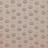 Smiley Rippstrick Jersey Stoff Gesicht Muster | Baumwoll Jersey mit Lycra | Rib Jersey Stretch Stoff | Rippstoff Meterware | Stoff zum Nähen